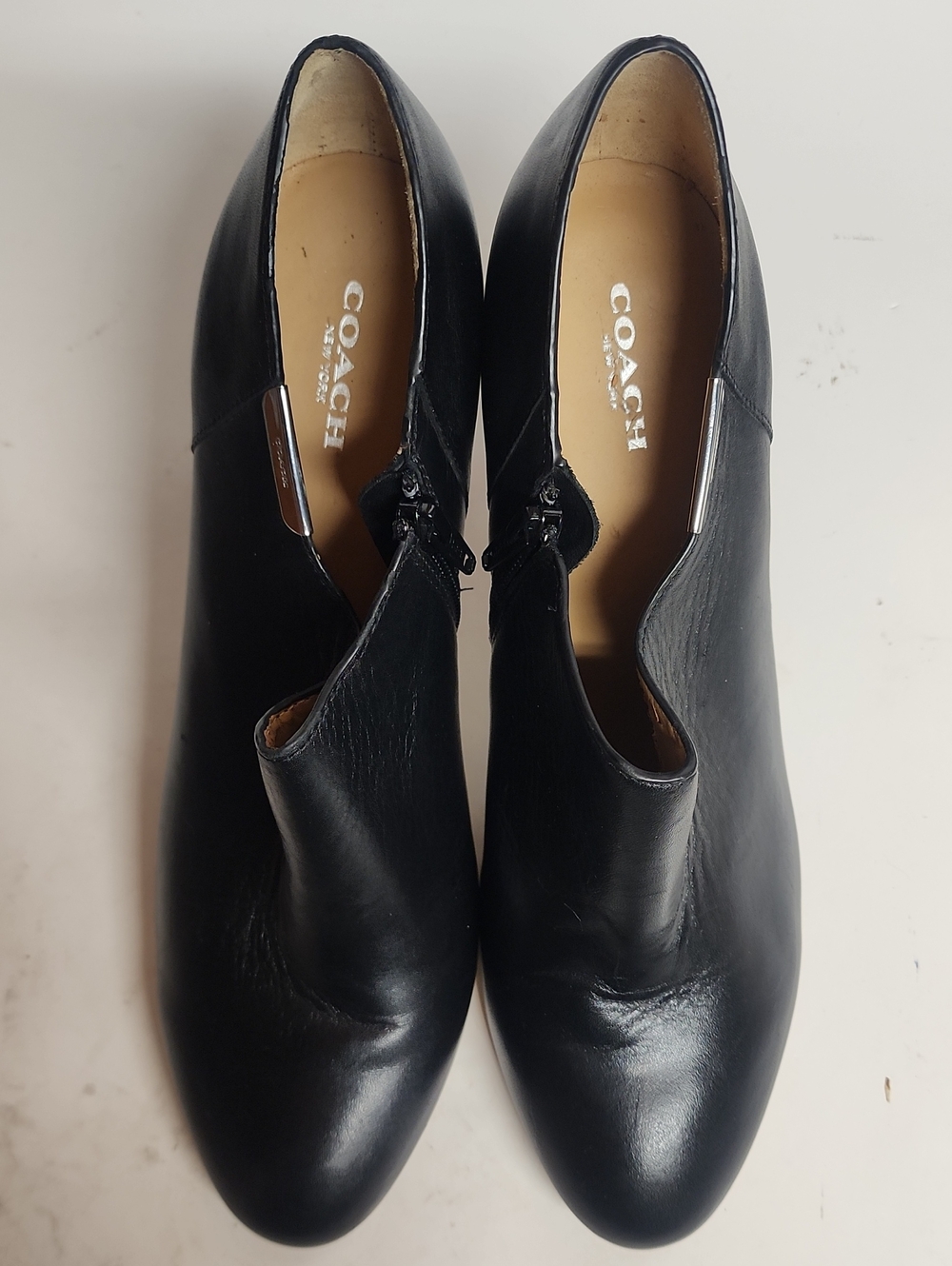 COACH Size 11B Black Leather Stiletto Ankle Heel Booties Classy Sexy Feminine - Picture 2 of 11